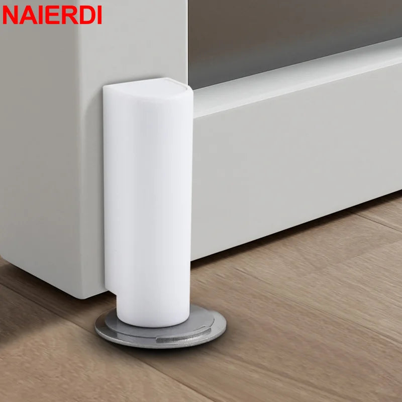 NAIERDI Magnetic Door Stopper Stainless Steel Heavy Duty Door Stop Black Nail-free Door Suction Door Holder Door Hardware