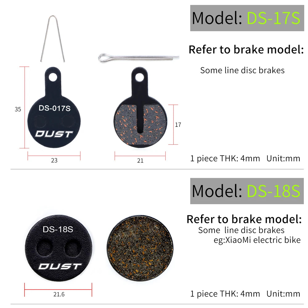 DUST 1Pair Semi-Metal Bicycle Hydraulic Disc Brake Pads MTB Mountain Bike Parts for SHIMANO XT XTR M315 SRAM Avid BB5 BB7 E1 E3