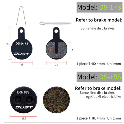 DUST 1Pair Semi-Metal Bicycle Hydraulic Disc Brake Pads MTB Mountain Bike Parts for SHIMANO XT XTR M315 SRAM Avid BB5 BB7 E1 E3
