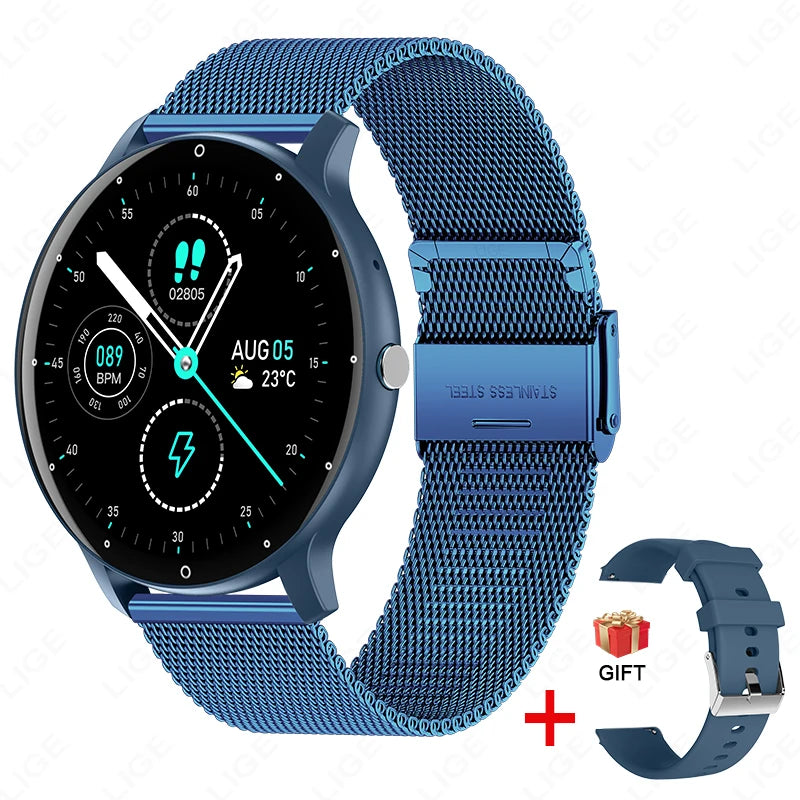 Fashion Men's Smart Watch Full Touch Screen Sports Fitness Tracker IP68 Waterproof Bluetooth Smartwatch for Men Women Smartphone