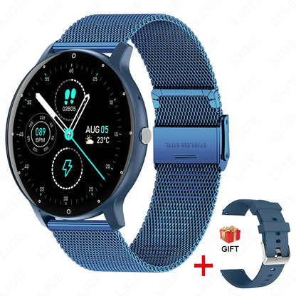 Fashion Men's Smart Watch Full Touch Screen Sports Fitness Tracker IP68 Waterproof Bluetooth Smartwatch for Men Women Smartphone