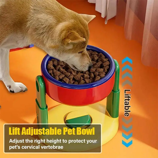 Pet Feeder Slow Feed Bowls Double Bowls Foldable with 3 Adjustable Height Suitable for Pets of Different Heights Water Feeding