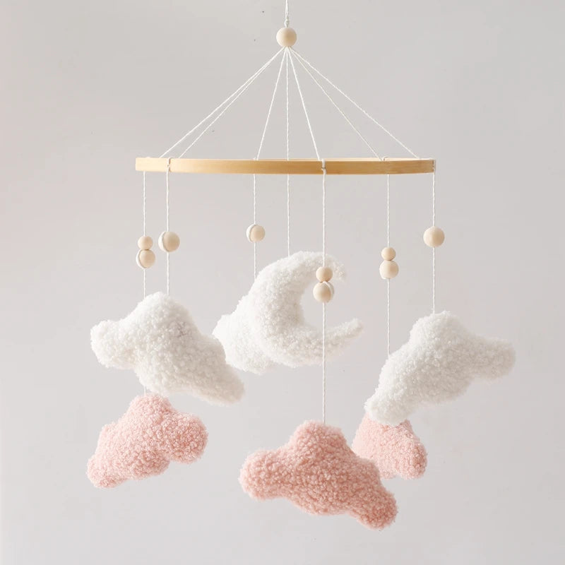 Baby Crib Mobile Rattle Toy 0-12Months Infant Soft Felt Teddy Velvet Pink Bear Bed Bell Hanging Toy Holder Bracket Crib Girl Toy