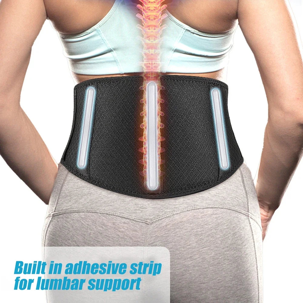 Breathable Back Brace for Lower Back Pain - Lumbar Support Belt w/ Pad for Men & Women - Sports & Work Support"