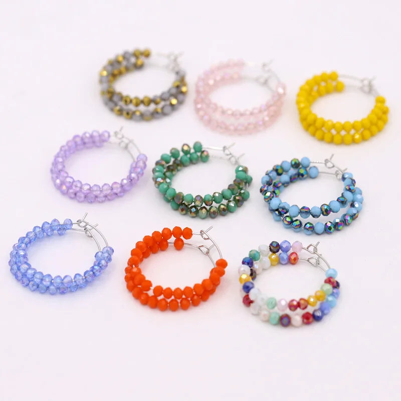 Fashion Women's Earrings Boho Colorful Crystal Beaded Earrings Jewelry Female Girls Gifts Ear Ring Accessories