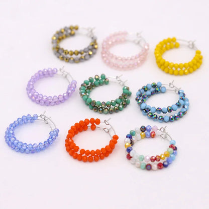 Fashion Women's Earrings Boho Colorful Crystal Beaded Earrings Jewelry Female Girls Gifts Ear Ring Accessories