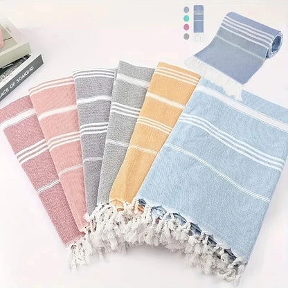 1pc Turkish Cotton Beach Towel, Oversized And Sand Free, Quick DryTowel, Beach Blanket For Bathing Swimming, 39*71 In, BathroomA
