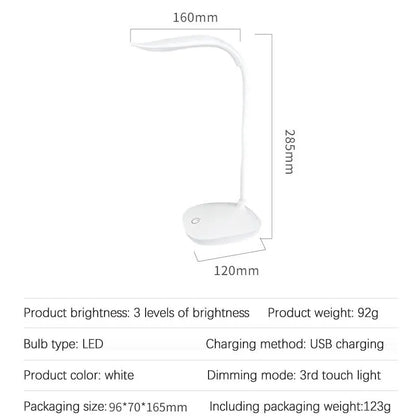 LED Desktop Desk Lamp USB Rechargeable Lighting Eye Protection Room Night Light Bedroom Bedside Student Reading Lamp