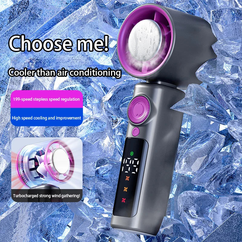 Electric Fan Handheld Fan 199 Gears High Speed Semiconductor Cooling Handheld Fan Mini Portable Folding USB Small Fan