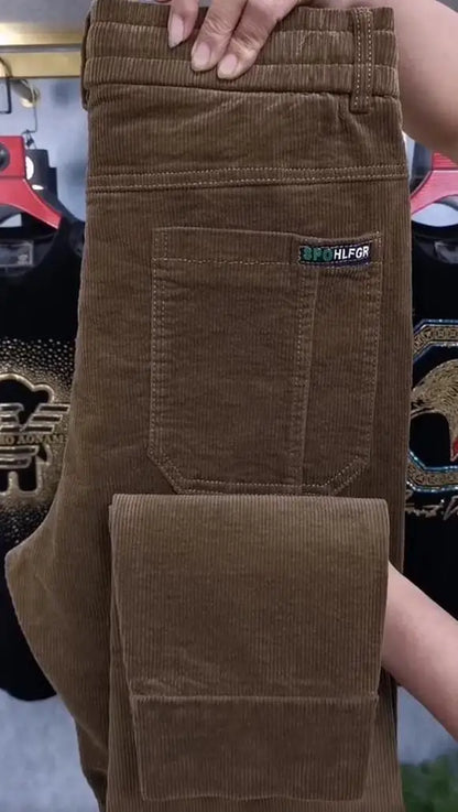 Autumn Winter Casual Pants Elastic Wais Men Corduroy Trousers Six Pockets Joggers Baggy Slim Mens Trousers Designer Sweatpants