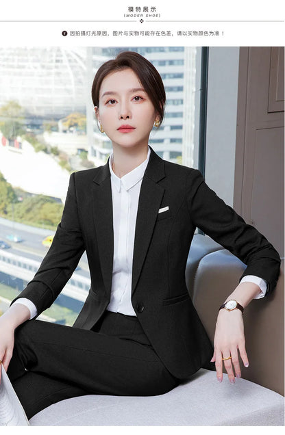 Ladies Office Work Wear Blazers Formal OL Styles Business Suits Pants and Jackets Coat Spring Autumn Professional Career Set