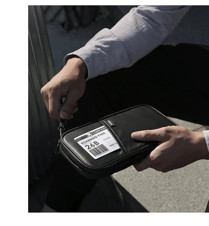 Travel Passport Wallet Organizer Bag with Card Holder Document Case for Family Crossbody Ticket Cash Storage Bag for Abroad Trip