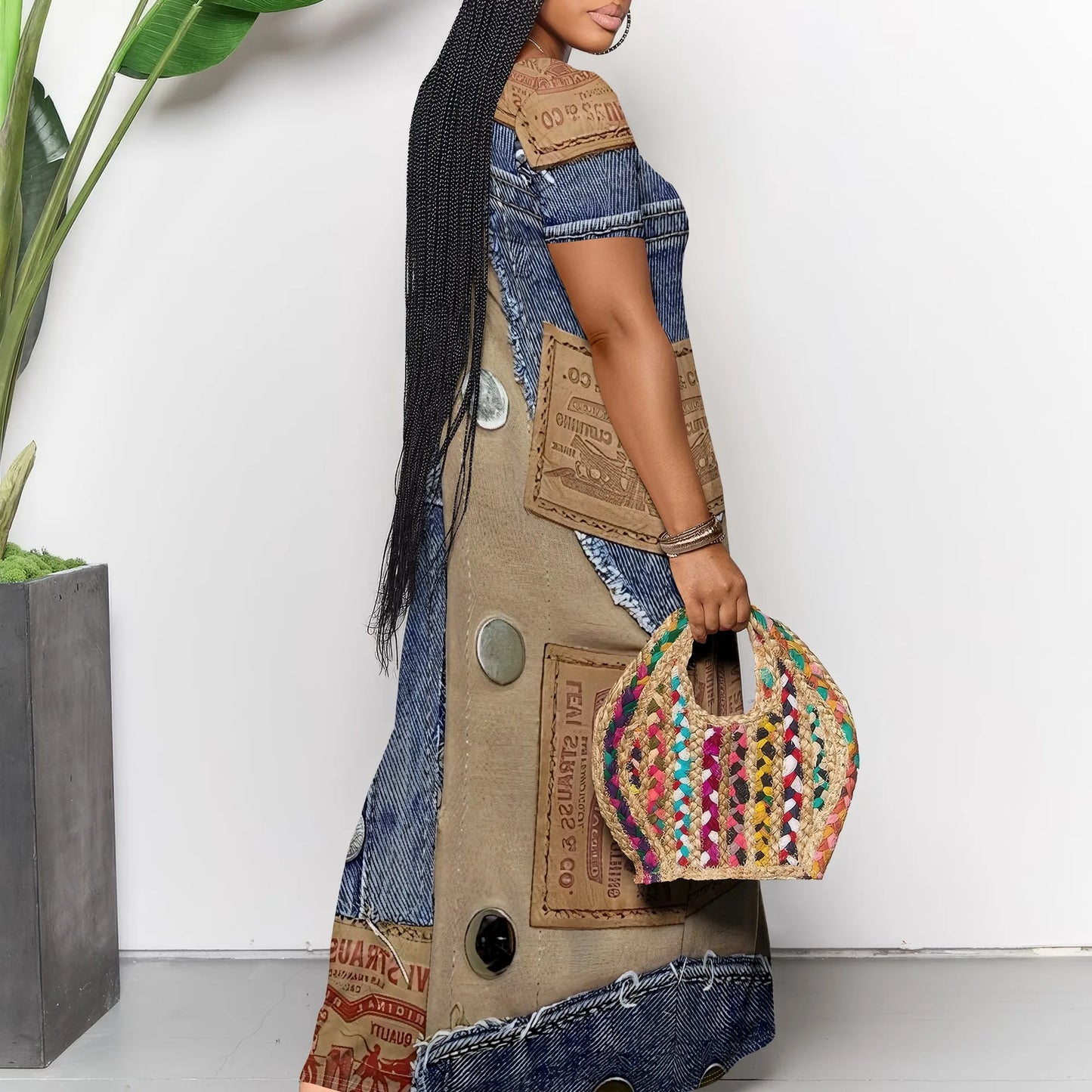 Women's Casual Maxi Dresses Summer Suspender Beach Dress Sundress with Pockets