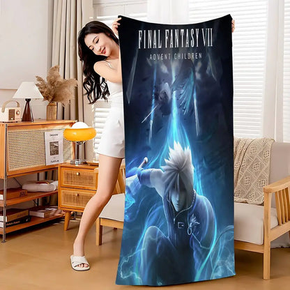 Video Games Final F-Fantasy Cartoon Beach Towel Cute Kawaii Room Decor Bath Girls Children Hand Towels For Bathroom Shower