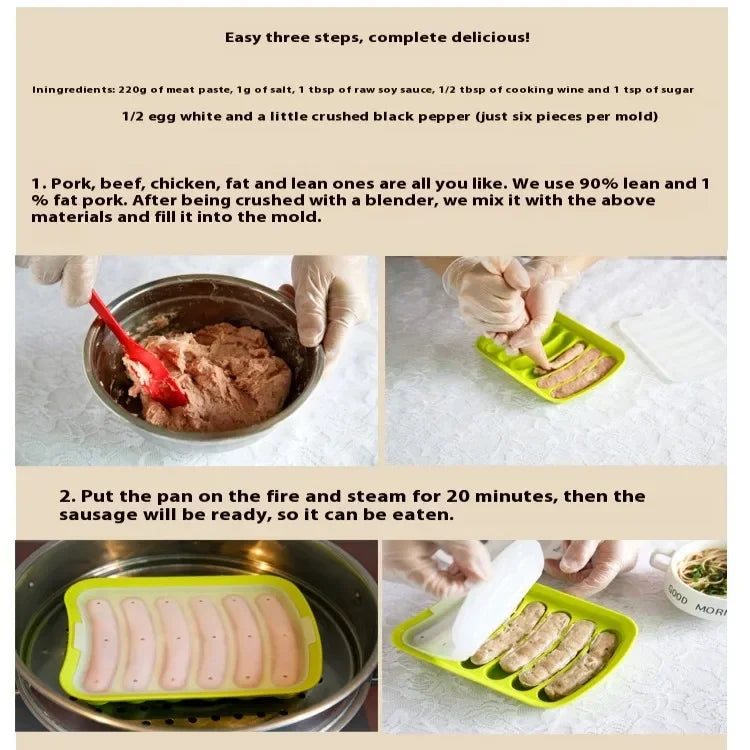 Food Grade Silicone Sausage Mold Baby Food Supplement Tool Home Made Hot Dog Ham Sausage Baking Mold Sausage Mold