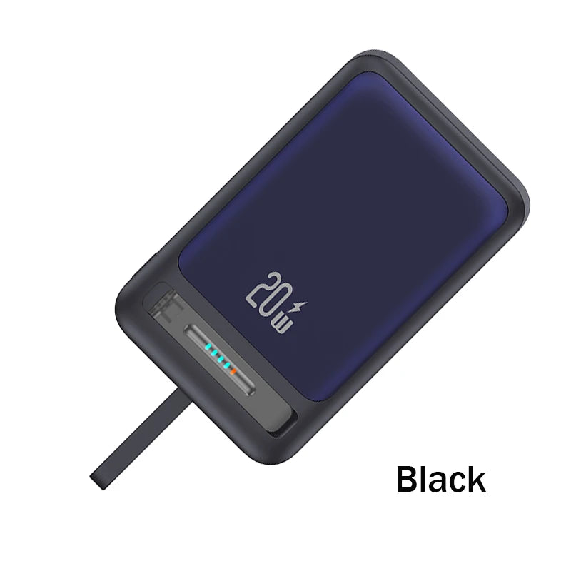Power Bank with Data Cable Magnetic Power Bank For iPhone 15 Mobile Phone Wireless Fast Charging PD20W With Holder Power Bank