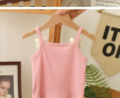 Baby Girls T-shirts  Kids Summer Sleeveless Tops Vest  Girls Cute Halter Tops Tees Children Clothing 1-7 Year Girls Top