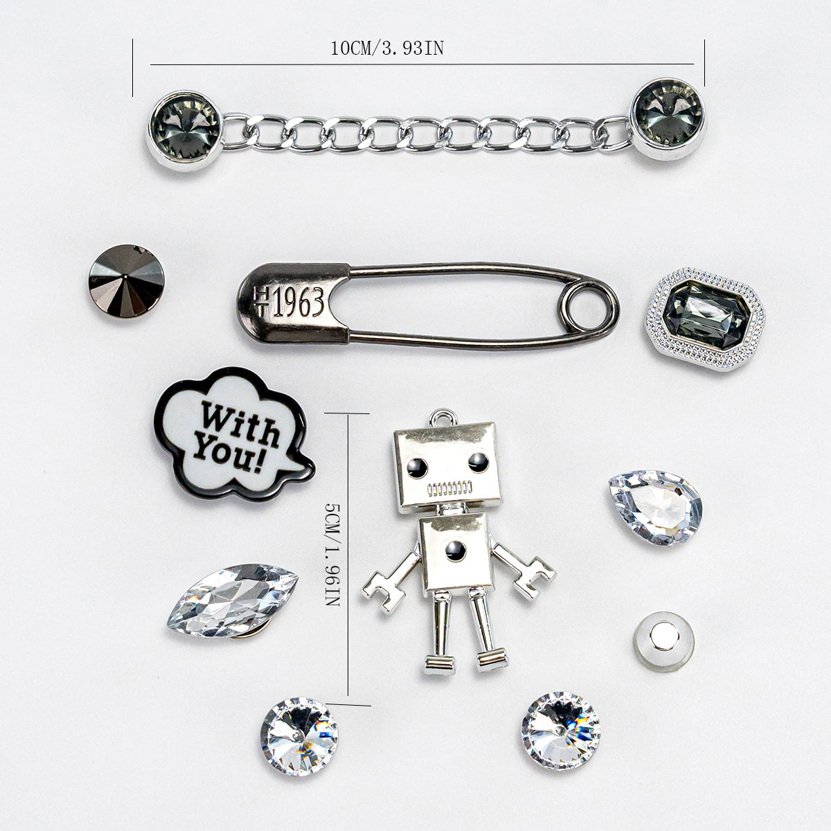 2024 New Fashion Cartoon Robot Women's Shoes Accessories Crocs DIY Accessories (11 Pieces)