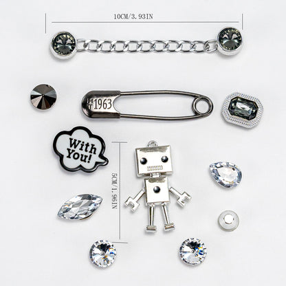 2024 New Fashion Cartoon Robot Women's Shoes Accessories Crocs DIY Accessories (11 Pieces)