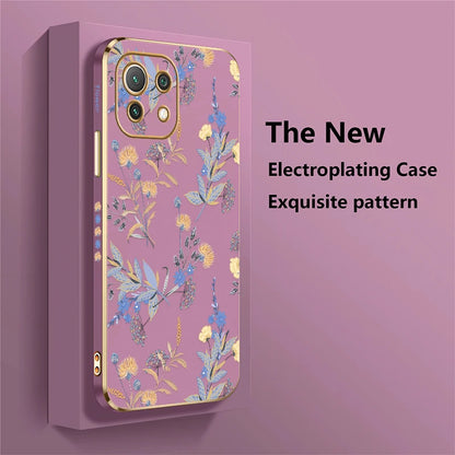 Shockproof Phone Case For Xiaomi Mi 13 13T 14T 14 Pro 12T 11i 2021 11X Pro 12 11 Lite 5G NE Flower Silicone Soft Plating Cover