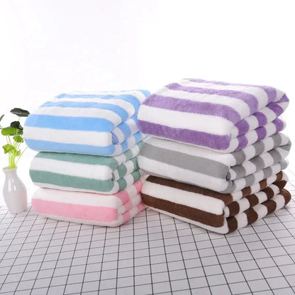 Thick towel Absorbent Facial Towel Striped Coral Velvet Bath Towel Quick Drying Beach Towel Household motion bath bath towel