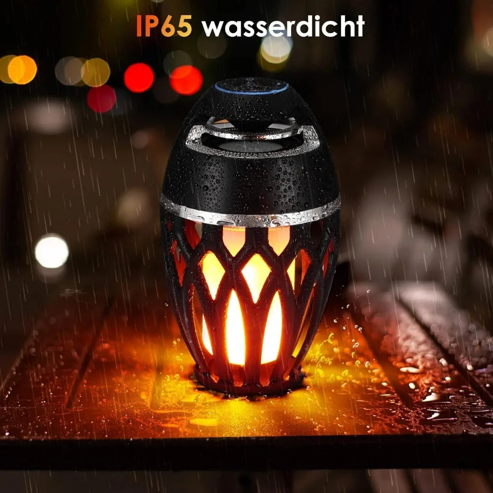 LED Flame Table Lamp Atmosphere Bluetooth Speaker Night Light for Indoor Outdoor Torch Atmosphere Bluetooth Speakers Waterproof