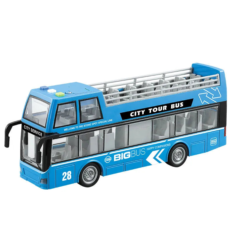 High-quality school bus toy car model large sound and light double-decker bus simulation car toy children's gift