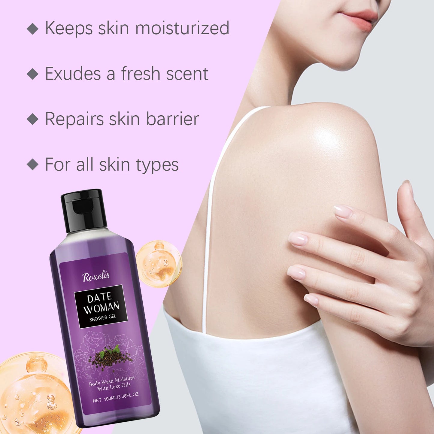 Herbal Floral Warm Nourishing Shower Gel Long-Lasting Jasmine Fragrance Moisturizing Clean Skin Care Bath Gel