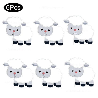 6Pcs Farm Birthday Party Animals KT Board Farm Cow Cutouts DIY Birthday Balloons Farm Theme Birthday Baby Shower Party Backdrops