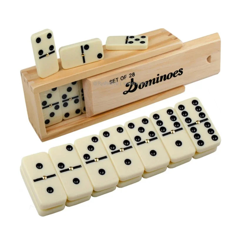 Dominos Set for Adults Dominoes Classic Board Games 28 Tiles with Wood Case Double 6 Dominoes Games for Kids Family Game Nights