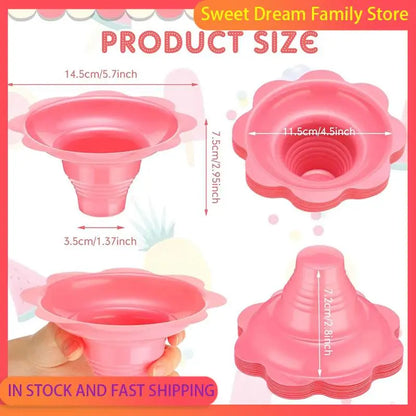 Emption!800 Pieces 4 Oz Colorful Shaved Ice Cups Flower Shaped Snow Cone Cups Leak Proof Plastic Snack Ice Cream Bowls
