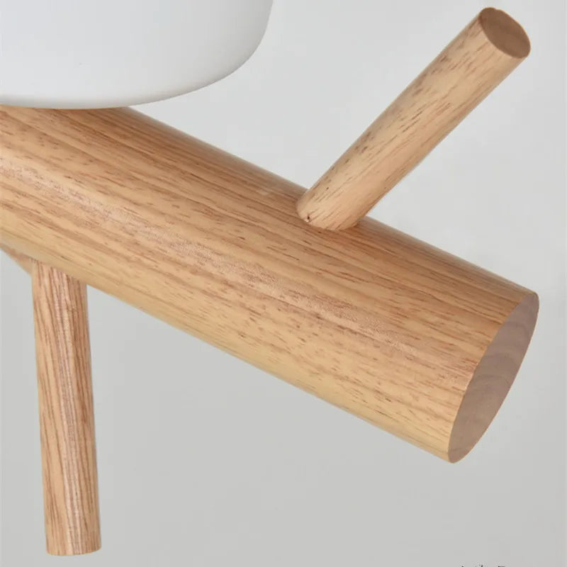 Decorative Nordic Pendant Lights Glass Hanging Lamp Dining Kids Room Restaurant Creative Animal Birds Pendant Lamp Wood Lighting