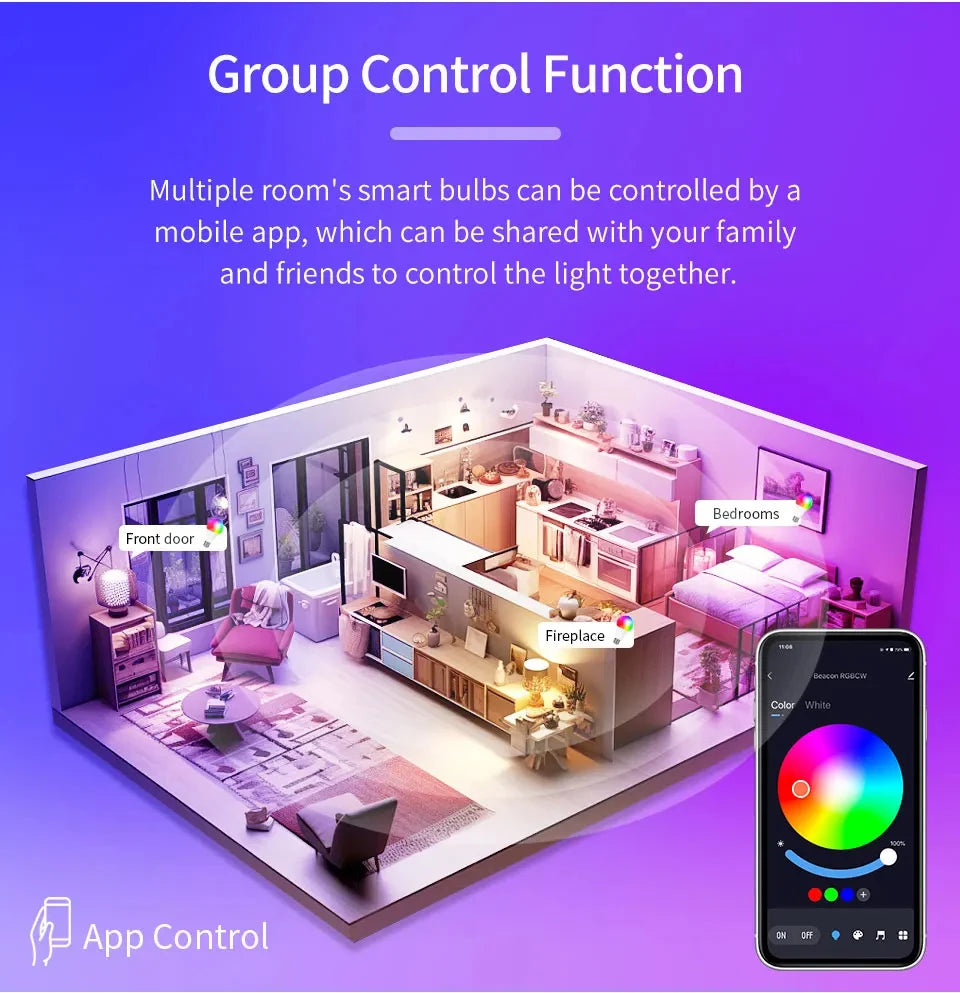 Smart Led Bulbs E27 Tuya Smart Life Bluetooth App Control 220V 110V RGB Lights Ampoules Home Decoration Spotlight Bombilla