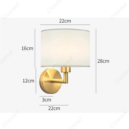 LED Fabric Lampshade E27 Decorative Wall Lamp Indoor Corridor Living Room Bedroom Bedside Wall Lamp Decorative Lighting Fixture