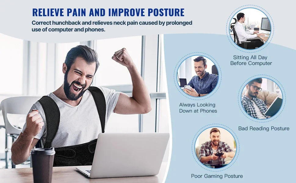 1Pcs Back Brace Posture Corrector for Women Men, Back Straightener Posture Corrector, Back Pain, Adjustable Posture Trainer