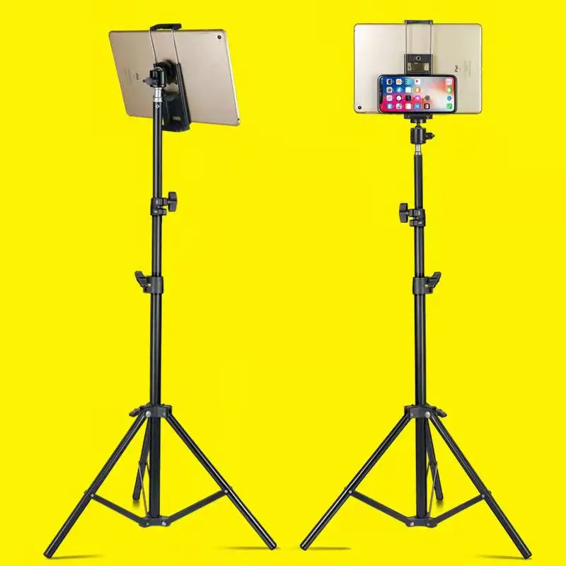 Ipad Tripod for Tablet and Phone Aluminum Ipad Floor Stand Base Mount Tripode Tablet with Smartphone & Tablet Holder