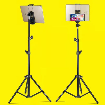 Ipad Tripod for Tablet and Phone Aluminum Ipad Floor Stand Base Mount Tripode Tablet with Smartphone & Tablet Holder