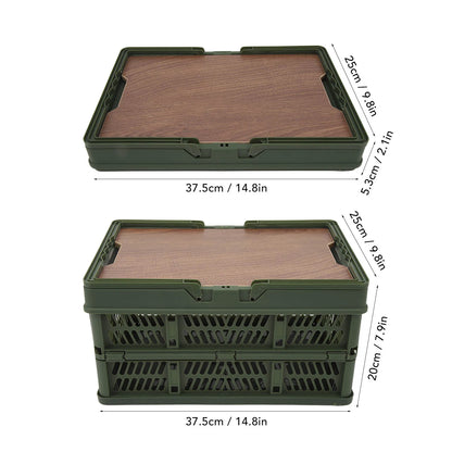 Foldable Camping Picnic Basket with Movable Board Large Capacity Multifunction Handheld Storage Box Home Organization