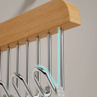 8 Hooks Hanger Multi-functional Wooden Hangers with Hooks for Bra Sling Belt Tie Hats Storage Durable Wardrobe Closet Organizer