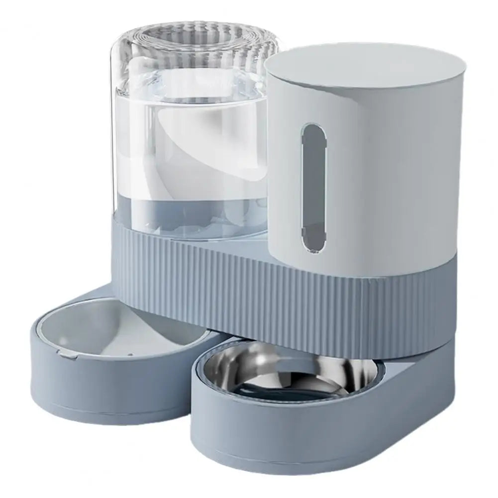 Automatic Cat Feeder Automatic Pet Feeder Water Dispenser Set for Cats Dogs 2-in-1 Food Bowl with Stainless Steel Insert