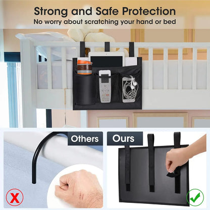 Bedside Caddy Storage Bag Multi Pockets Hanging Bag Bed Accessories Organizer Gadget Oxford Cloth for Dorm Bunk Hospital Book