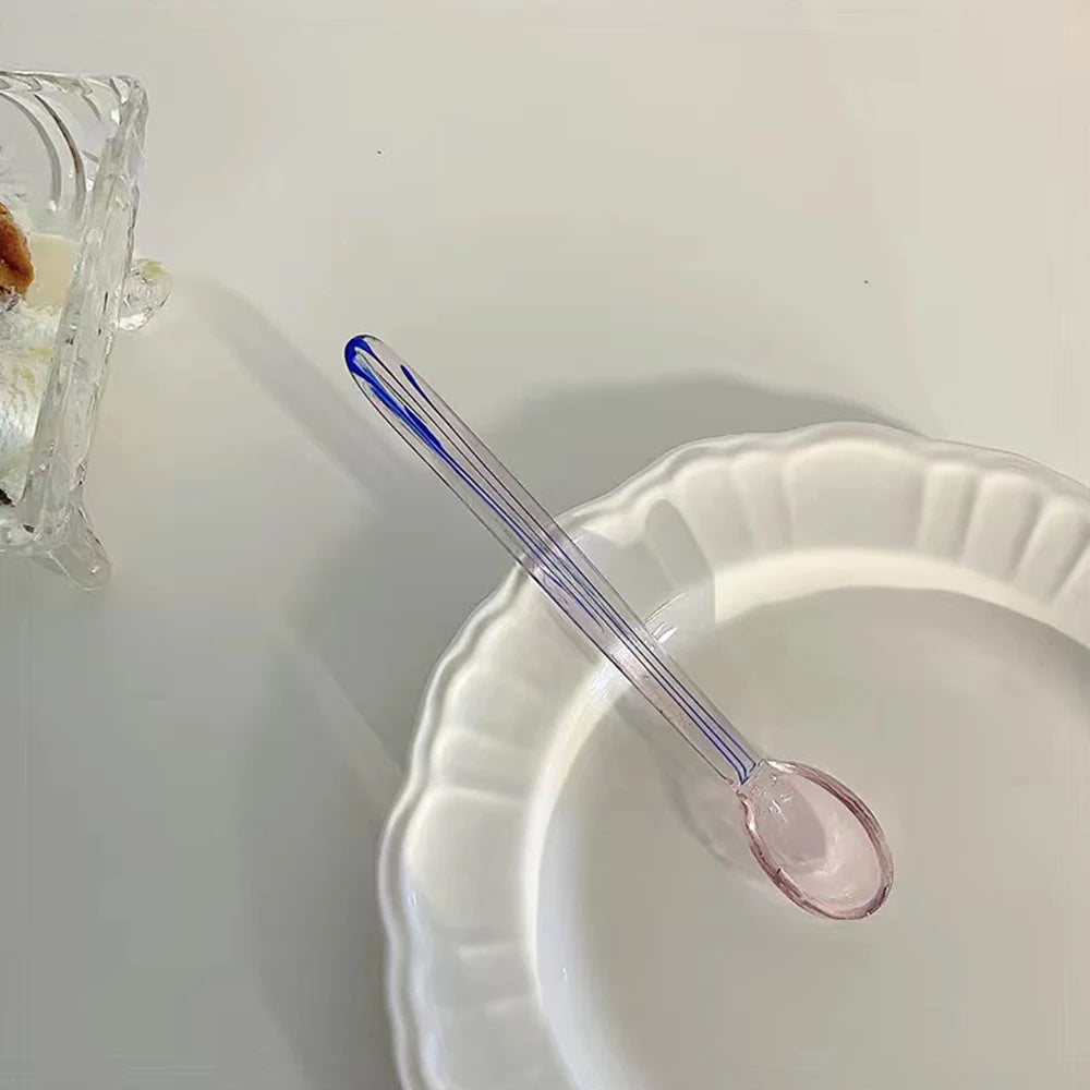 Crystal Spoon Glass Tea Spoon Creative Coffee Spoon Dessert Cake Spoon Tableware Milk Coffee Stirring Spoon Kitchen Dinnerware