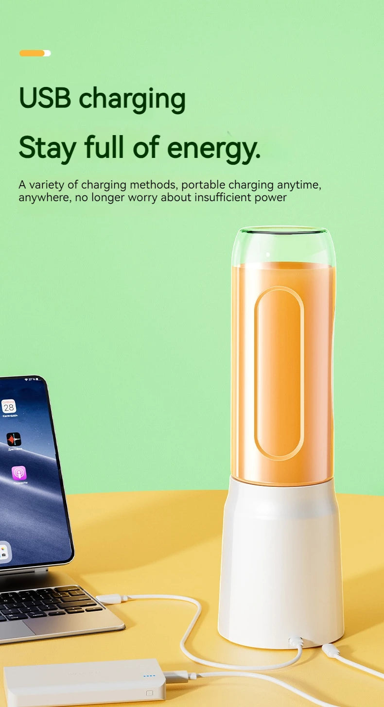 Portable Wireless Blender Electric Fruit Juicer Machine For Orange Ice Crushing 10 Blades Auxiliary Food Machine 1500mA Mixer