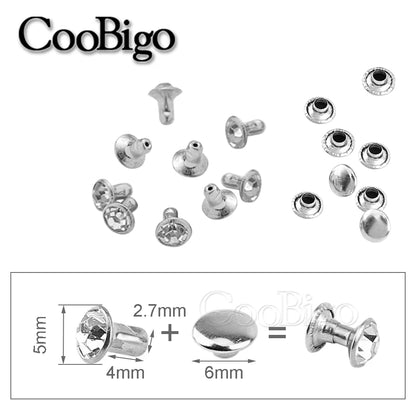 100sets Glass Crystal Double Cap Rivet Stud Rhinestone Nail Spike DIY Leathercraft Fashion Apparel Shoes Bags Decor Accessories