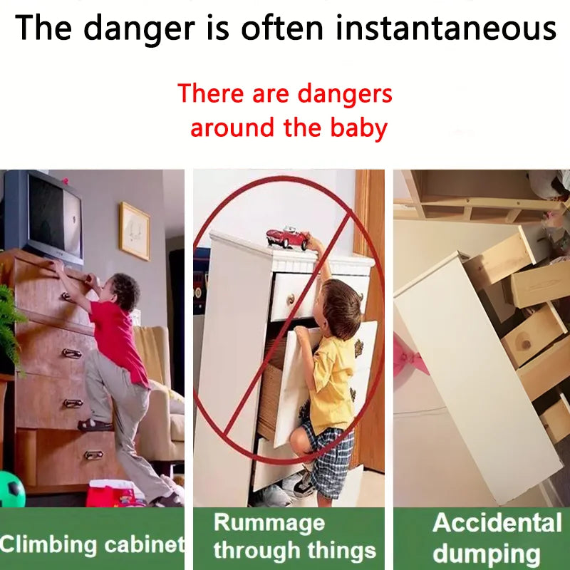 Furniture Anchors Strong Self-adhesive Fixed Prevent Dumping Device No punching Safety Anti Overturning Cabinet Buckle Anchors