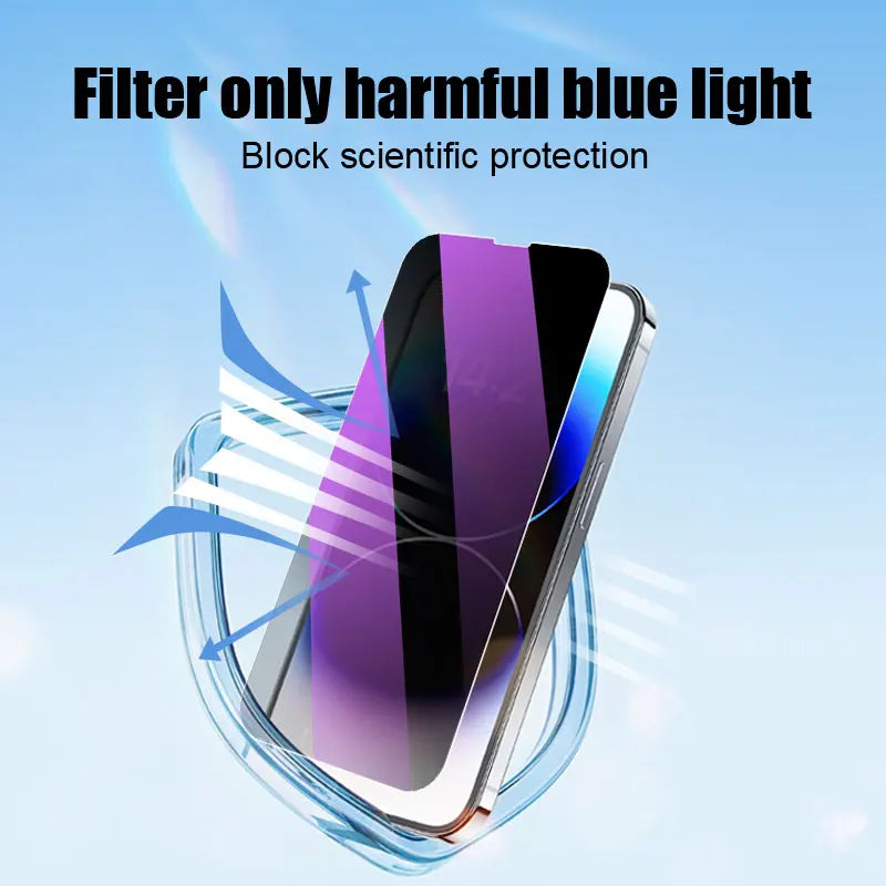 3pcs Anti-blue Light Privacy protector film for iPhone 15 Pro Max 14 Plus 11 12 Mini 13 X XR XS tempered glass phone screen