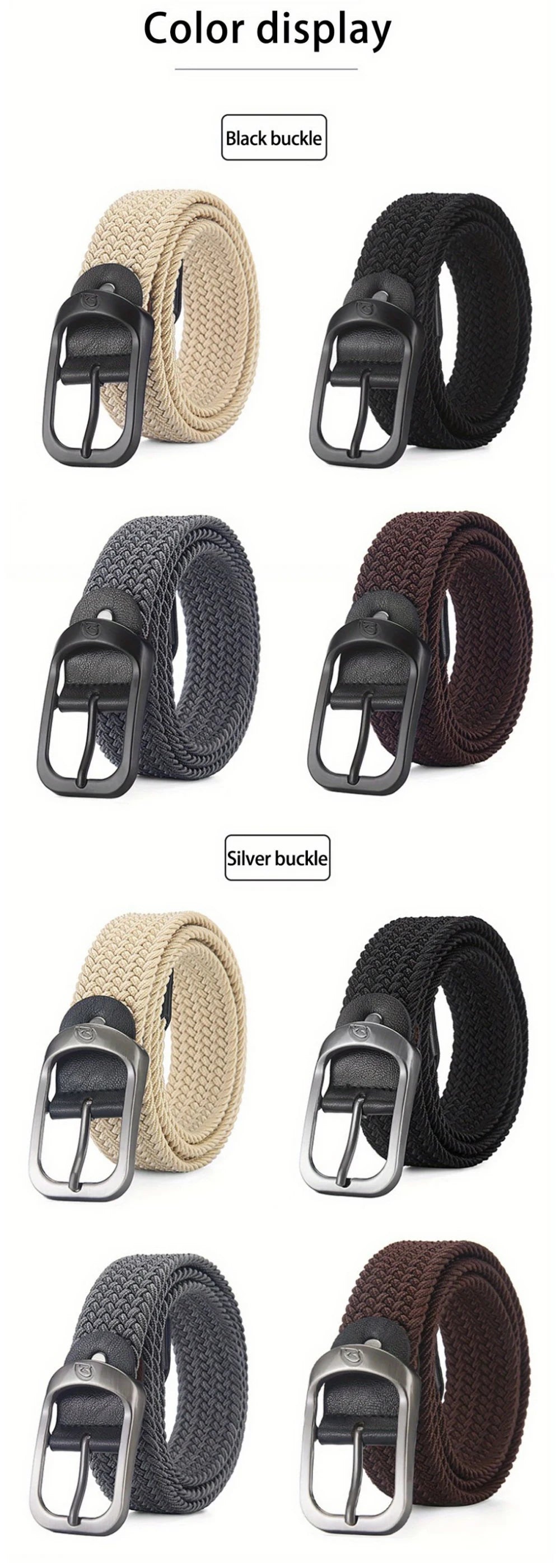 Men's Belt Casual Woven Elastic Belt Outdoor Sports Women's Belt No Need for Punching Climbing Work Belt For Men Women Fashion