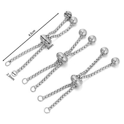 3pcs/lot Adjustable 304 Stainless Steel Bracelet Makings Slider Extender Box Chains with Ball Ends for DIY Jewelry Making