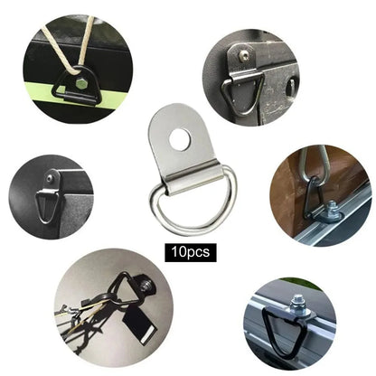 10Pcs D Rings Tie Down Anchors Ring Pull Hook Stainless Steel Lashing Ring Load Fit for Car Boat Cargo Trailer Vehicles RV Van
