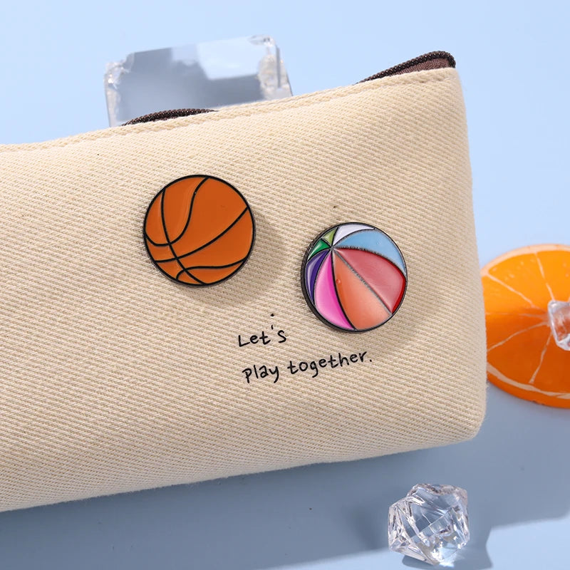 Sports Balls Enamel Pins Boy Students Football Soccer Beach Ball Athletics Brooch Pins Jackets Skirt Badge Jewelry Friends Gifts